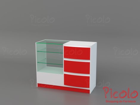 balcao atendimento com vitrine - moveis para farmacia